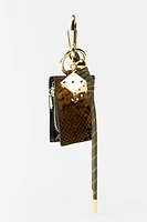 MULTI-CHARM MINI LEATHER WALLET KEYCHAIN