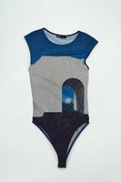 RENÉ MAGRITTE PRINT TULLE BODYSUIT