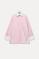 STRIPED POPLIN TOP AND SHIRT