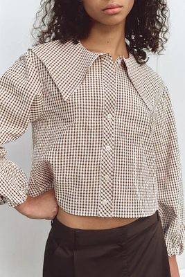 PLAID PETER PAN COLLAR SHIRT