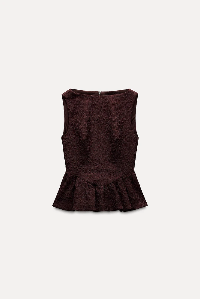 RUFFLED JACQUARD TOP