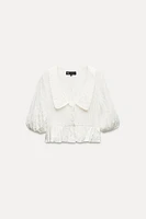 VOLUMINOUS PETER PAN COLLAR JACQUARD SHIRT