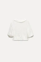 VOLUMINOUS PETER PAN COLLAR JACQUARD SHIRT