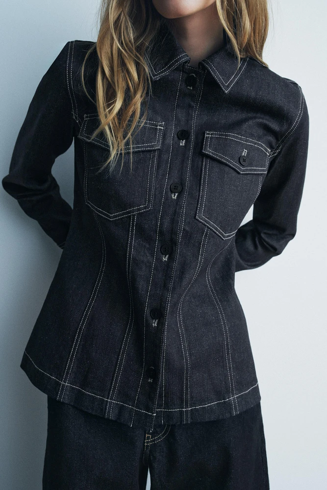 TOPSTITCH DENIM SHIRT ZW COLLECTION