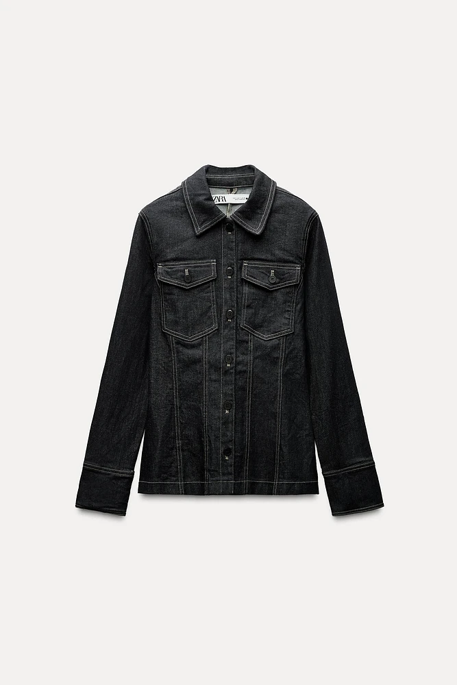 TOPSTITCH DENIM SHIRT ZW COLLECTION