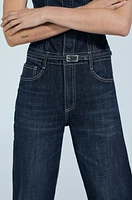 LONG TRF DENIM JUMPSUIT WITH BELT