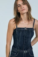 LONG TRF DENIM JUMPSUIT WITH BELT