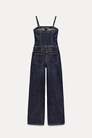 LONG TRF DENIM JUMPSUIT WITH BELT