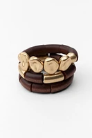 3-PACK OF ELASTIC WOOD BRACELETS