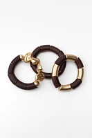 3-PACK OF ELASTIC WOOD BRACELETS