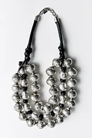 METAL SPHERES CORD NECKLACE