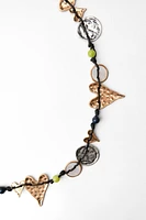 MULTI-POSITIONAL CORD NECKLACE WITH BEAD CHARMS