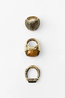 3 PACK OF STONE RINGS