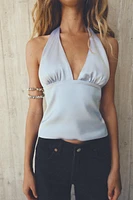 SATIN EFFECT HALTER TOP