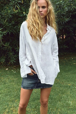 OVERSIZED LINEN BLEND SHIRT