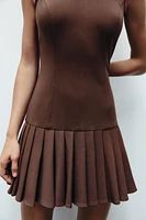 BOX PLEAT MINI DRESS