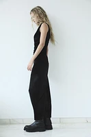 DRAPED VELVET MIDI DRESS