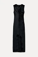 DRAPED VELVET MIDI DRESS