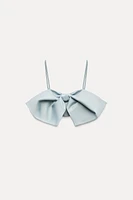 SATIN EFFECT BOW CROP TOP