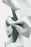 SATIN EFFECT BOW MIDI DRESS