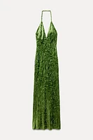 VELVET HALTER NECK DRESS