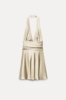 SATIN EFFECT HALTER DRESS