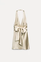 SATIN EFFECT HALTER DRESS