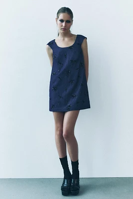 BEADED DENIM EFFECT DRESS ZW COLLECTION