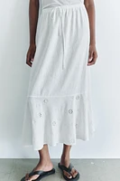 EMBROIDERED LINEN BLEND SKIRT ZW COLLECTION