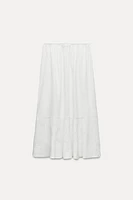 EMBROIDERED LINEN BLEND SKIRT ZW COLLECTION