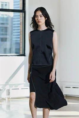 ASYMMETRIC TOPSTITCHING SKIRT ZW COLLECTION