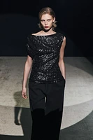 ASYMMETRIC SEQUIN TOP ZW COLLECTION