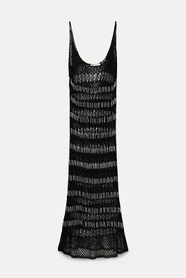 BEADED MESH DRESS