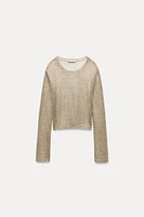 METALLIC THREAD MESH SWEATER TOP