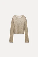 METALLIC THREAD MESH SWEATER TOP