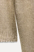 METALLIC THREAD MESH SWEATER TOP