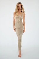 METALLIC MESH MIDI DRESS