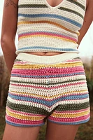 STRIPED CROCHET SHORTS