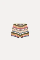 STRIPED CROCHET SHORTS