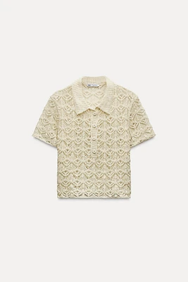 CROCHET POLO TOP