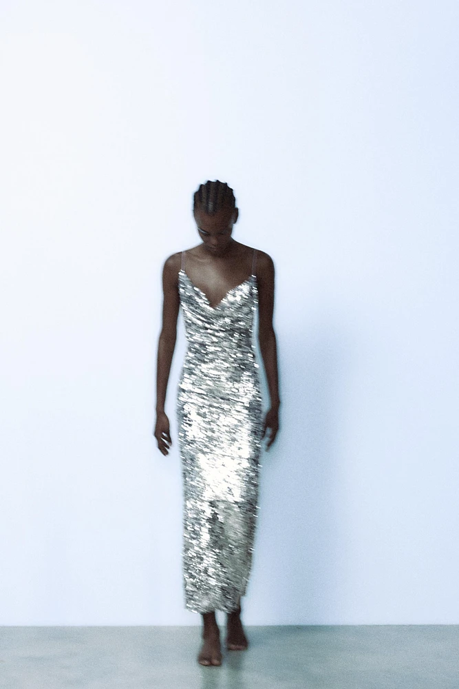 SEQUIN MIDI DRESS