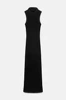 VELVET HALTER NECK DRESS