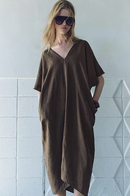 LINEN BLEND TUNIC DRESS ZW COLLECTION