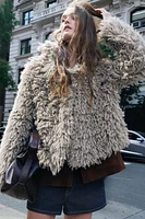 FAUX FUR KNIT JACKET