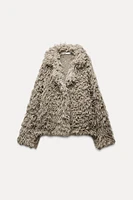 FAUX FUR KNIT JACKET