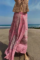 PATCHWORK PRINT LONG SKIRT