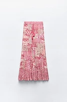 PATCHWORK PRINT LONG SKIRT