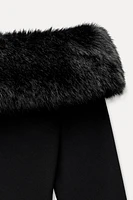 CONTRASTING FAUX FUR TOP