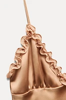 CONTRASTING RUFFLES SATIN EFFECT DRESS