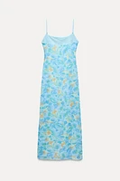 PRINTED TULLE MIDI DRESS